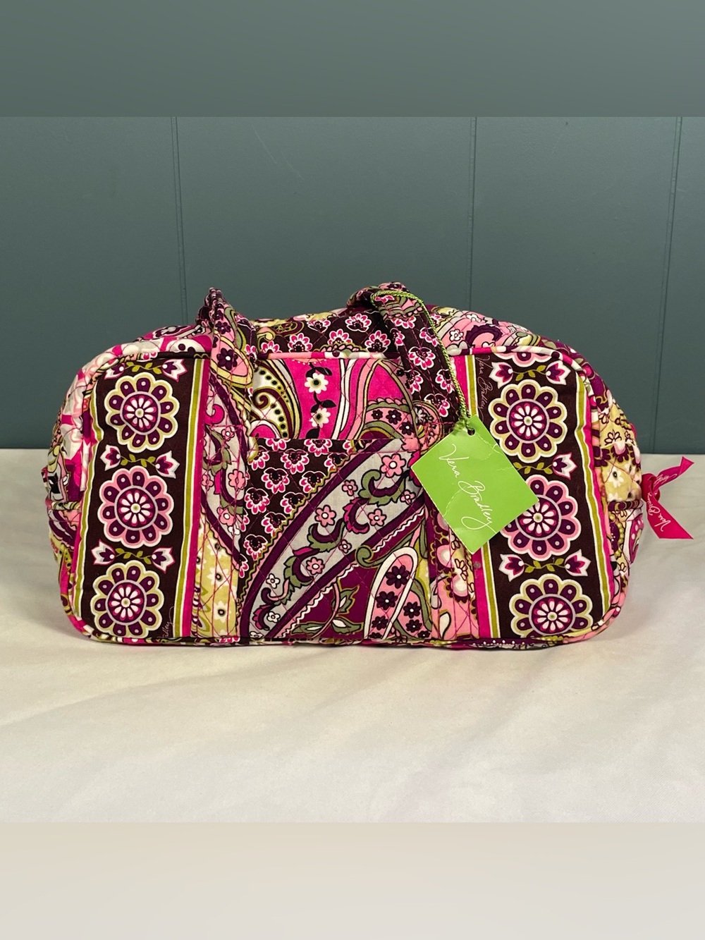 NWT Vera Bradley Small Duffel Bag Purse In Retired Very Berry Paisley Pattern